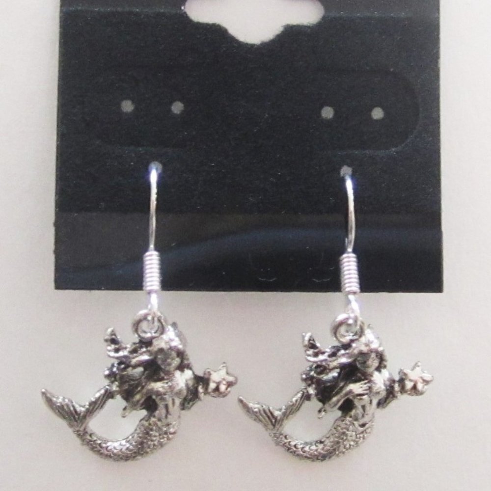 Sterling  silver  &  pewter  Mermaid  earrings